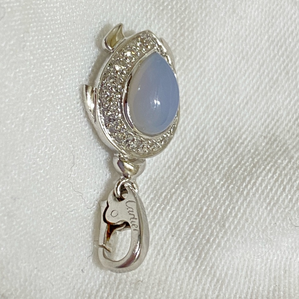 RARE VINTAGE CARTIER  Diamond Chalcedony White Gold Turtle Charm/Enhancer
